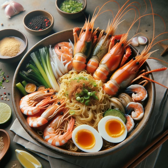 Seafood Noodle Soup with Fresh Ingredients