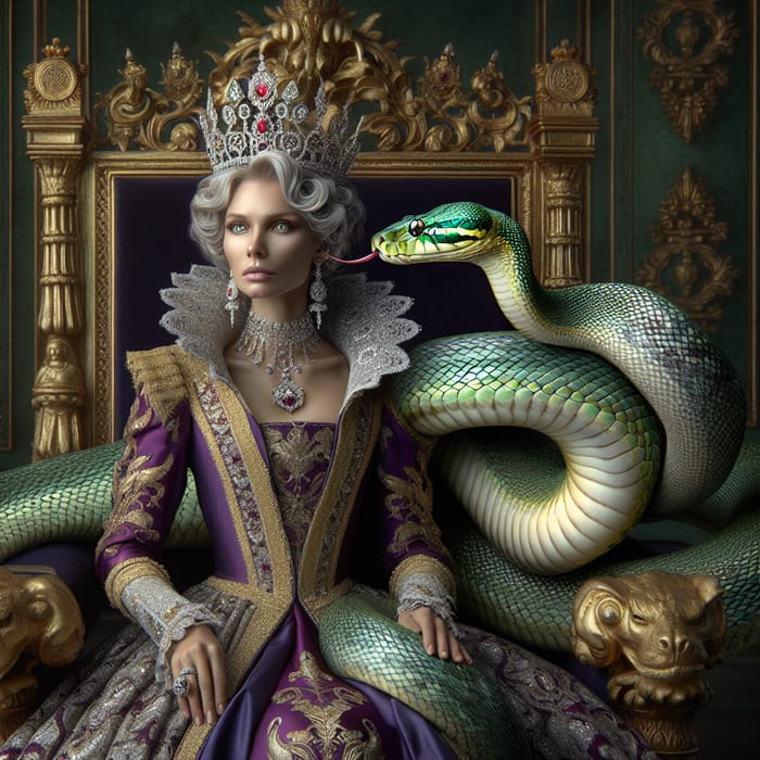 Regal Queen and Majestic Snake - Serene Authority Display