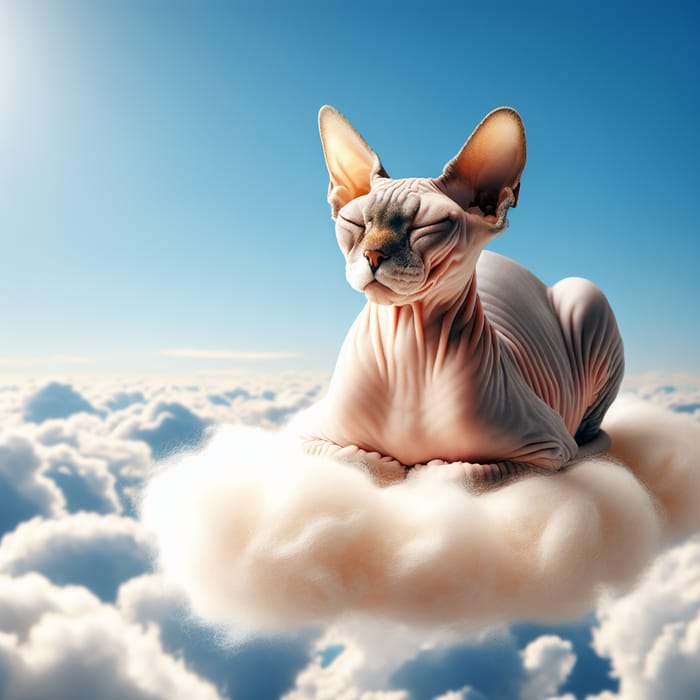 Sphinx Cat Relaxing on Cloud