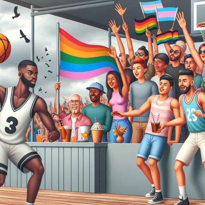 Diverse LGBTQ+ Community Celebrates Outdoor Basketball Game