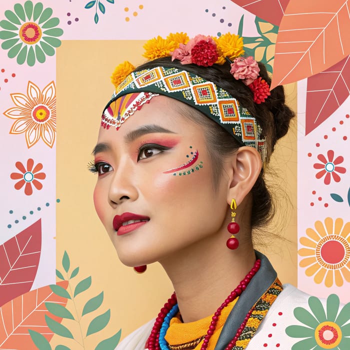 Colorful Collage of Manipur Woman's Headshot