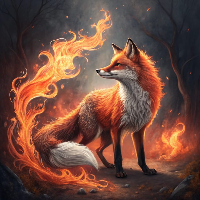 Furry Fox Embraced by Flames - Stunning Imagery