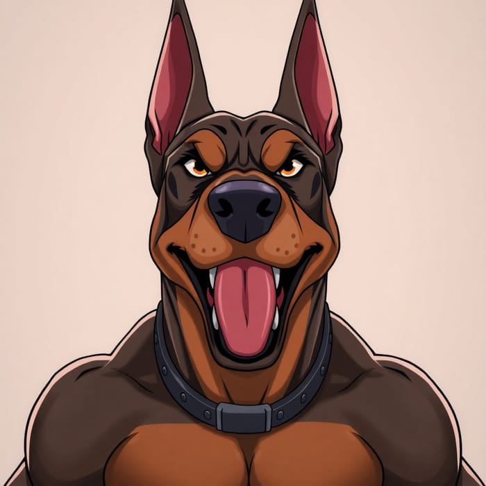 Angry Two-Headed Doberman Anime Art