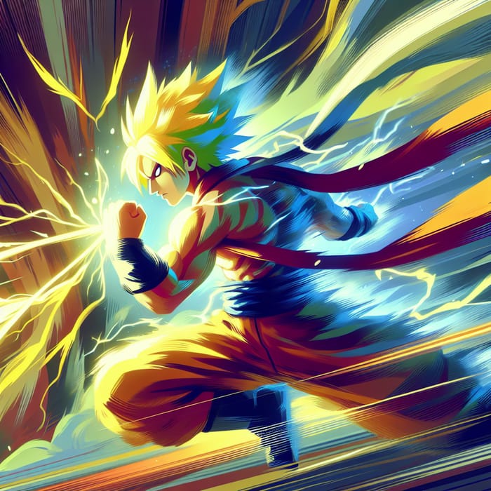 Powerful Blonde Martial Artist Unleashing Divine Jutsu | Vibrant Anime Style