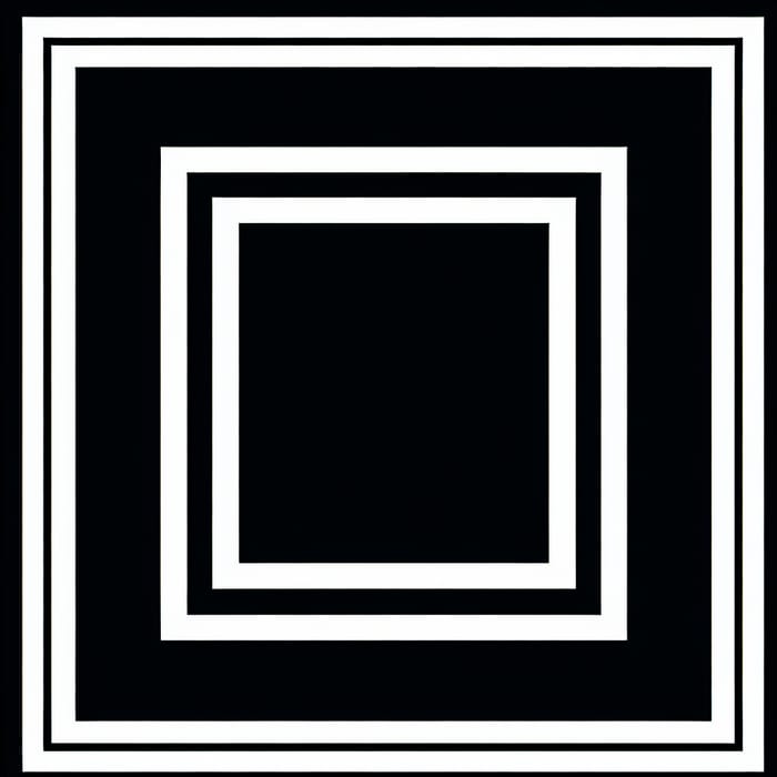 Black Square with White Narrow Medieval Border