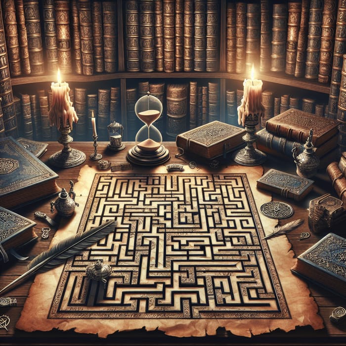 Intriguing Riddle: Enigmatic Gothic Library Maze