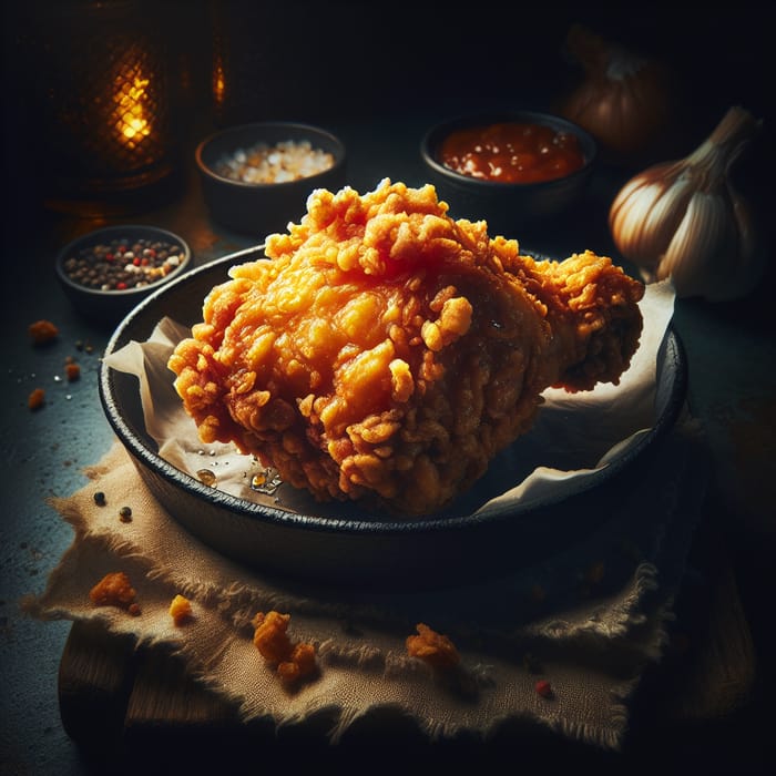 Crispy Fried Chicken: Moody Macro Shot for Food Lovers