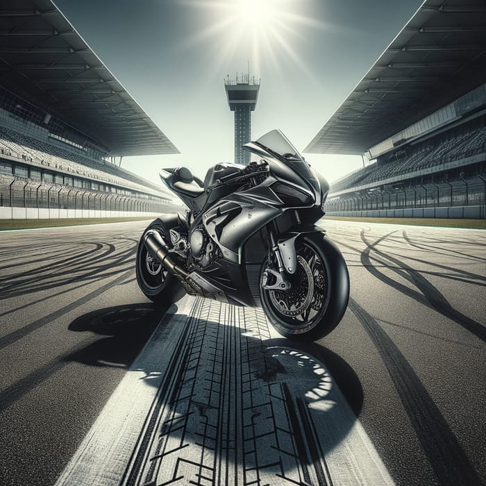 Sleek Motorcycle on Tarmac Racing Track - Speed and Adventure