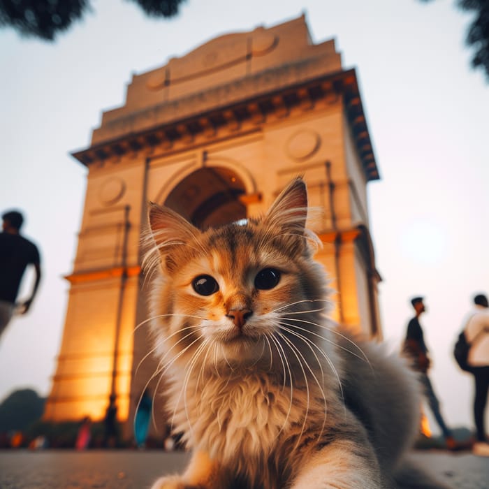 Cute Cat Posing at India Gate Cute Cat Posing at India Gate