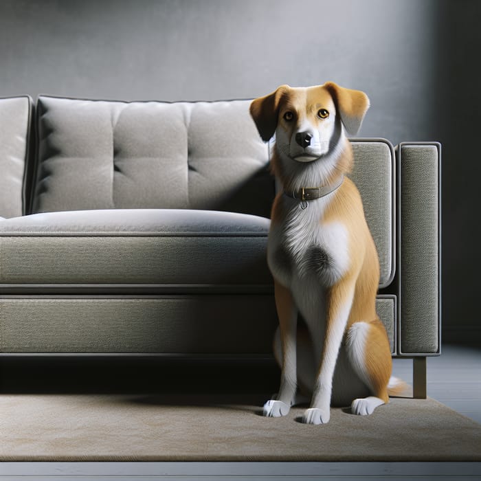 Dog Sitting Next to Couch