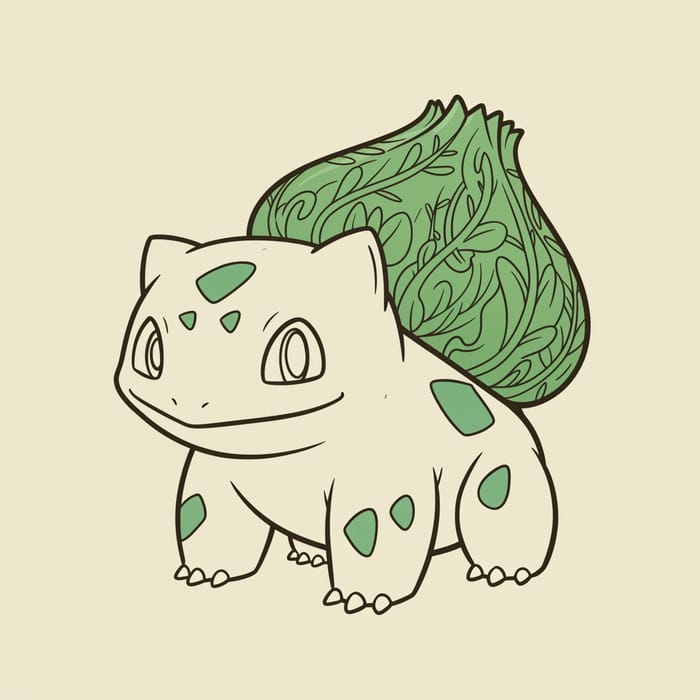 Bulbasaur Line Art: Friendly Pokemon Illustration Bulbasaur Line Art: Friendly Pokemon Illustration