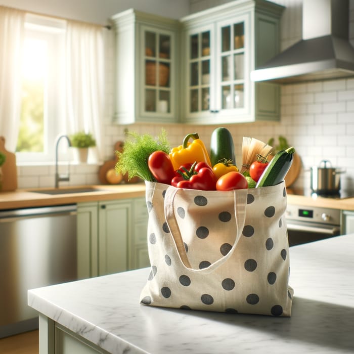 Polka-dot Fabric Shopping Bag in Kitchen Installment