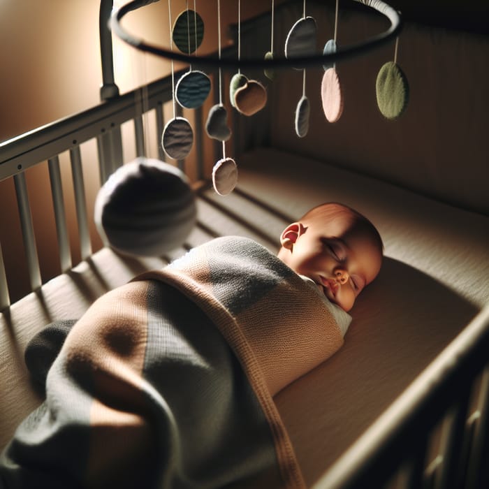 Peaceful Sleeping Baby in Cozy Crib | Tranquil Resting Image