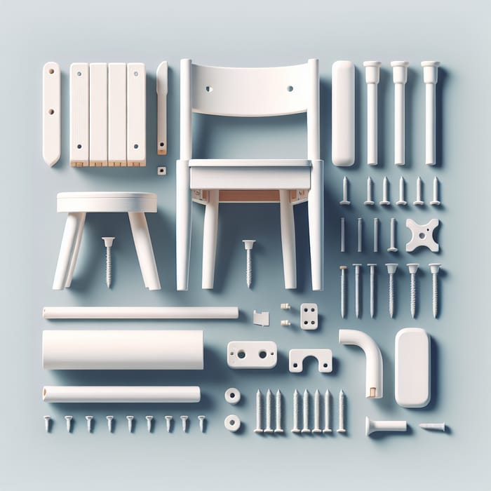 White Plastic and Wood Chair Parts | Assembly Guide