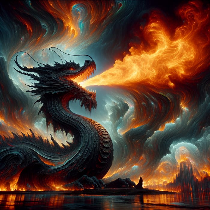 Fire-Breathing Dragon Abstract Art