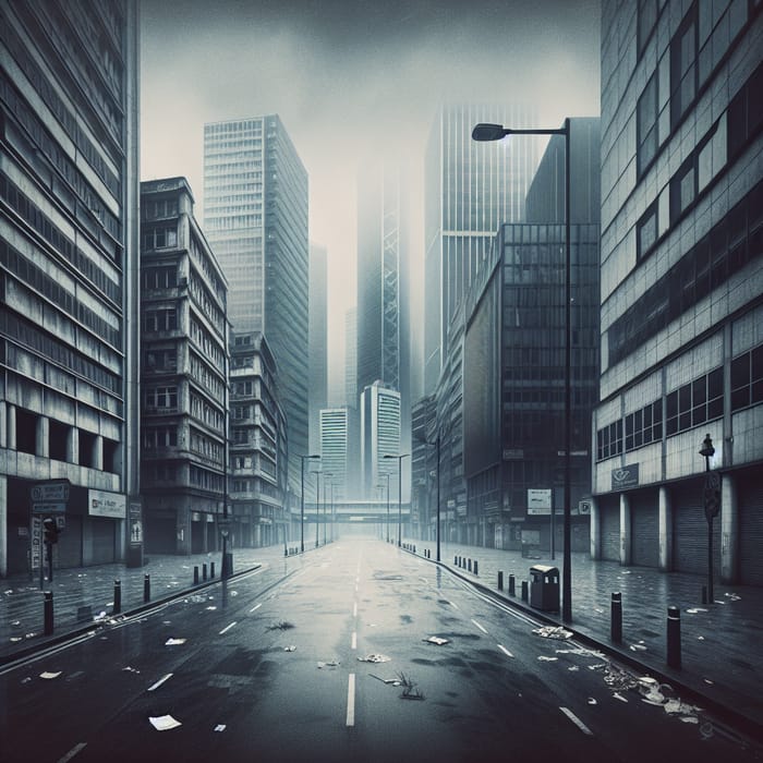 Bleak Business District: Desolate Cityscape