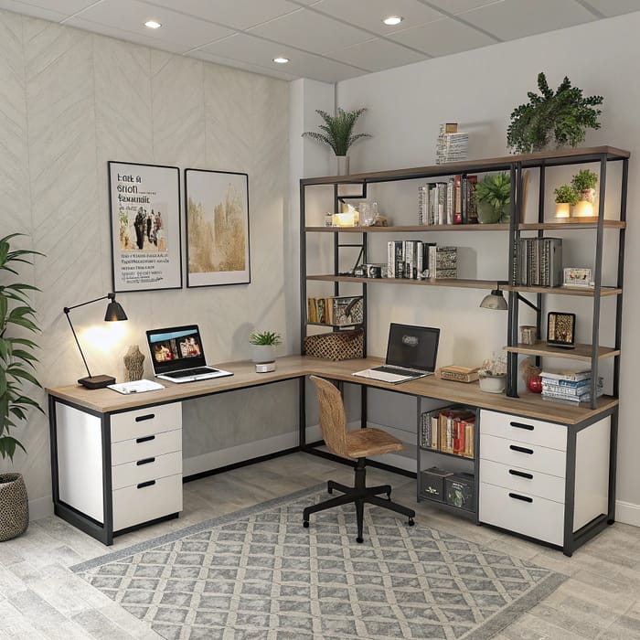 Stylish Home Office Design with L-Shaped Desk