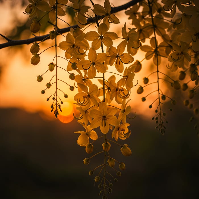 Stunning Cassia Fistula Flowers in Golden Light Stunning Cassia Fistula Flowers in Golden Light