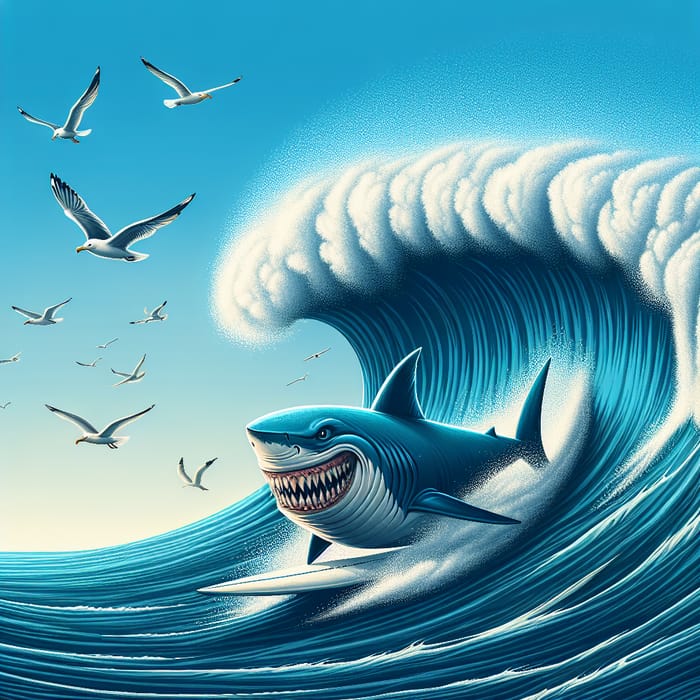 Shark Surfing: Conquering a Monstrous Wave