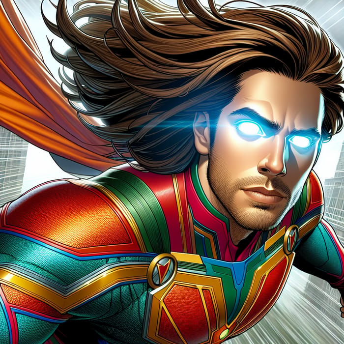 Mind Power Superhero | Long Brown Hair & Vibrant Costume