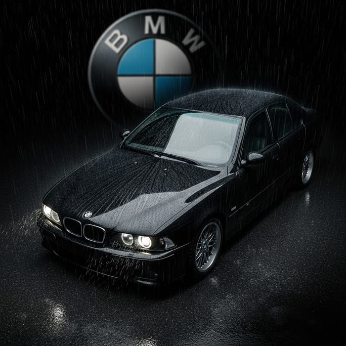 BMW M5 E39 in Rainy Black Background BMW M5 E39 in Rainy Black Background