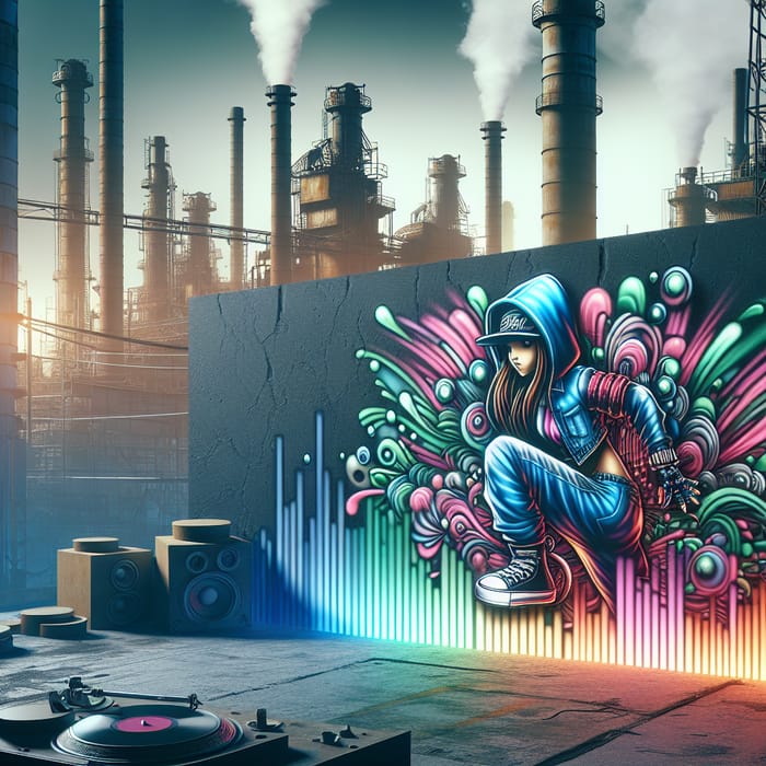 Urban Breakbeat Artwork featuring Vibrant Graffiti Girl