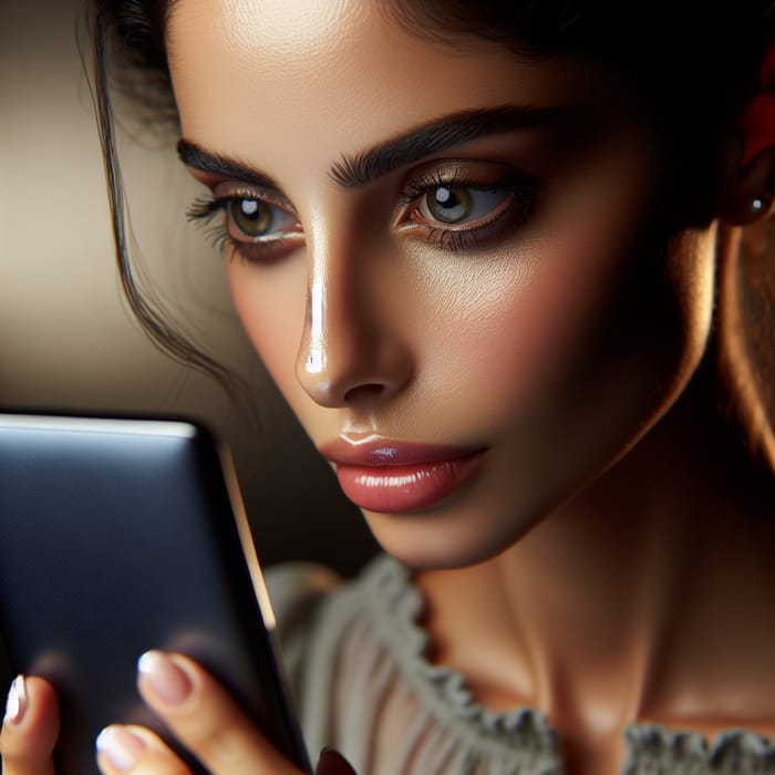 Beautiful Woman Checking Her Phone - Captivating & Modern