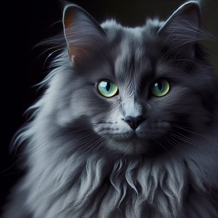 Blue Russian Cat Head - Captivating Image of a Blue Russian Cat