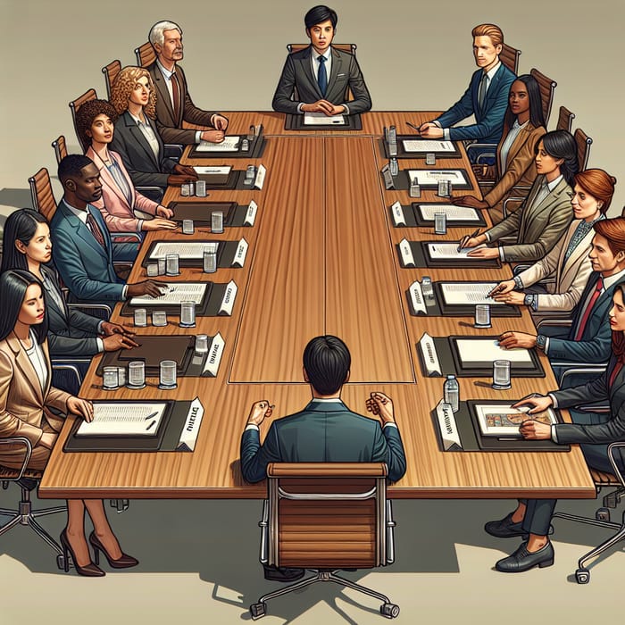 12 People in Dynamic Business Meeting