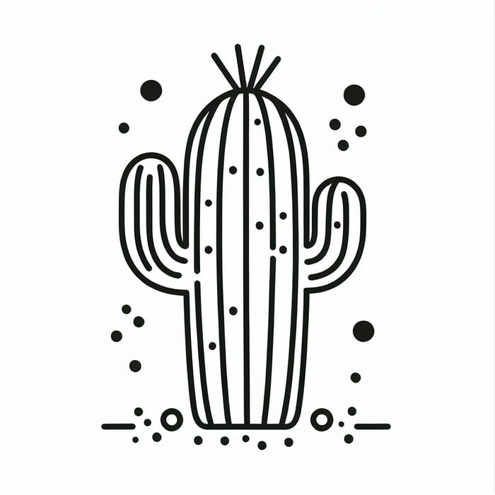 Simple and Uncomplicated Cactus Coloring Page for Toddlers