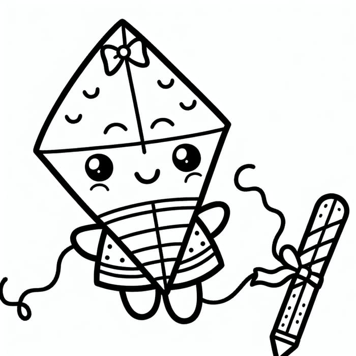 Simple & Friendly Kite Coloring Page for Toddlers