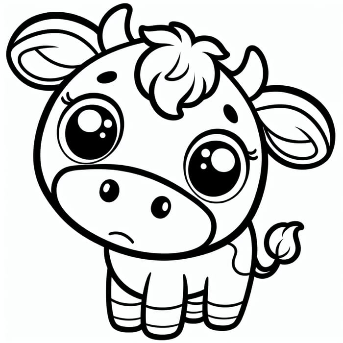 Cute and Friendly Cow Coloring Page for Toddlers