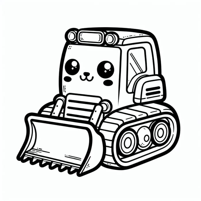 Cute Line-Art Bulldozer Coloring Page for Kids