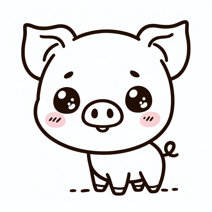 Cute and Friendly Piglet Coloring Page for Kids