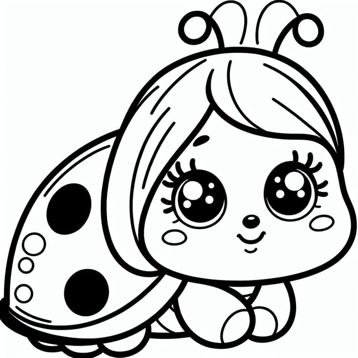 Adorable Lady Bug Coloring Page for Young Children