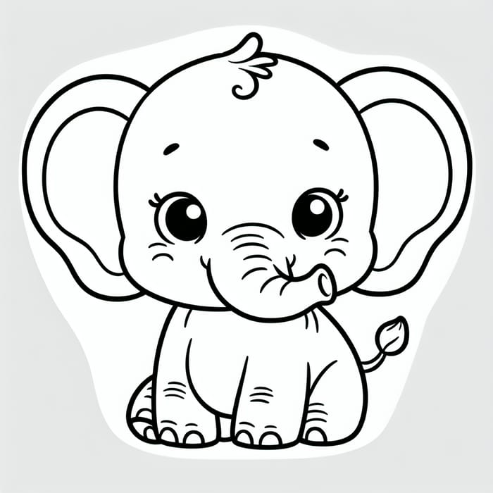 Simple & Cute Elephant Coloring Page for Toddlers