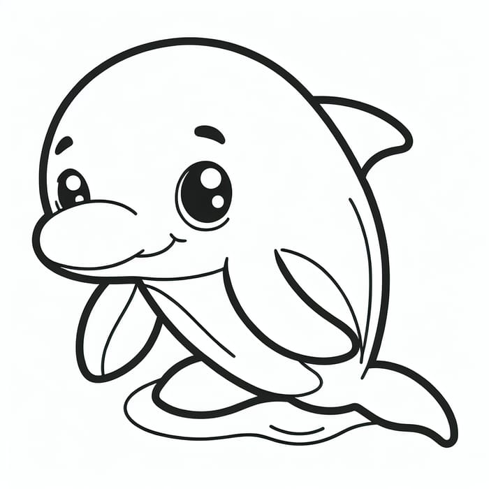 Cute and Friendly Dolphin Coloring Page for Toddlers