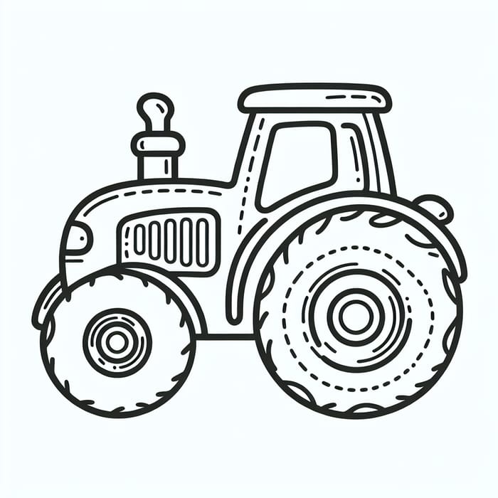 Simple Toy Tractor Coloring Page for Kids | Easy & Fun Design