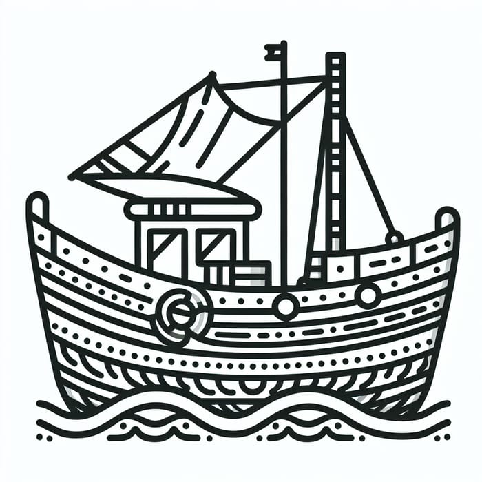 Large Simple Boat Coloring Page for Toddlers