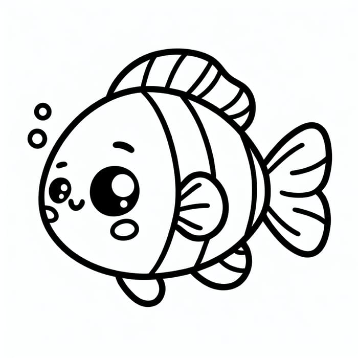 Cute and Friendly Fish Coloring Page for Toddlers