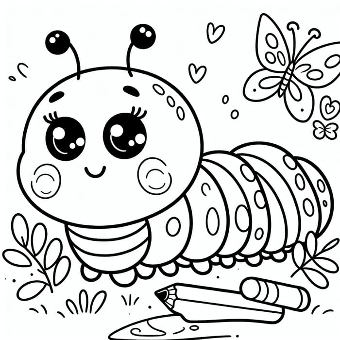 Simple and Charming Caterpillar Coloring Page for Kids