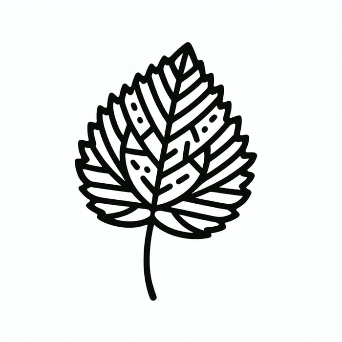 Simple Elm Leaf Coloring Page for Young Children