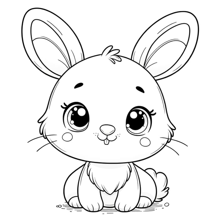 Simple and Friendly Bunny Coloring Page for Kids