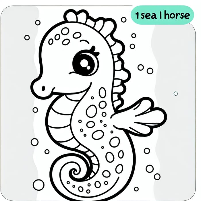 Cute Sea Horse Coloring Page for Toddlers