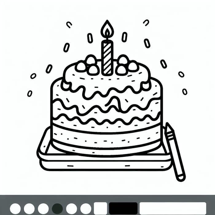 Simple and Easy Birthday Cake Coloring Page for Toddlers