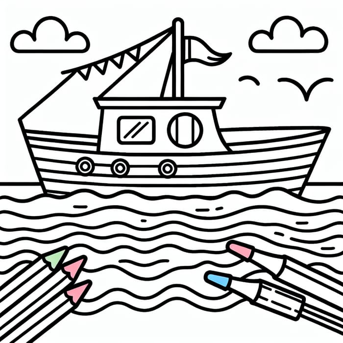 Big & Simple Boat Coloring Page for Toddlers