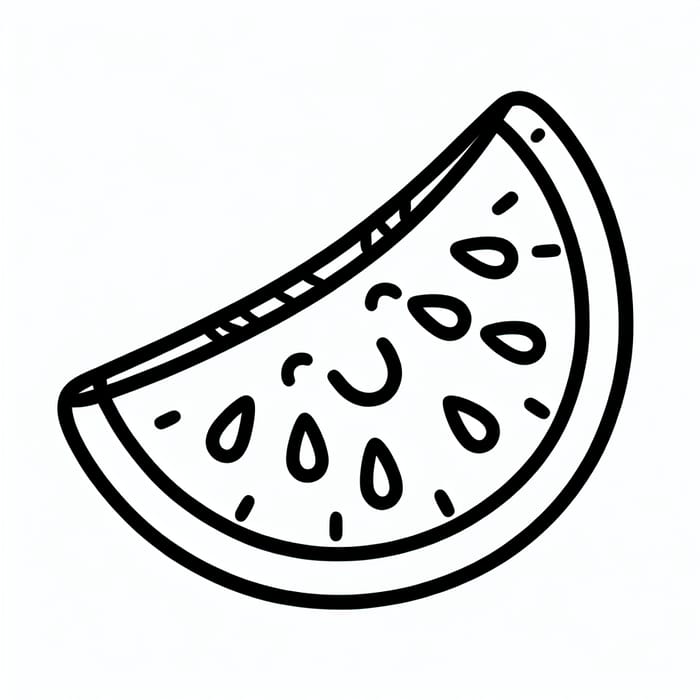 Simple Watermelon Slice Coloring Page for 4-Year-Olds