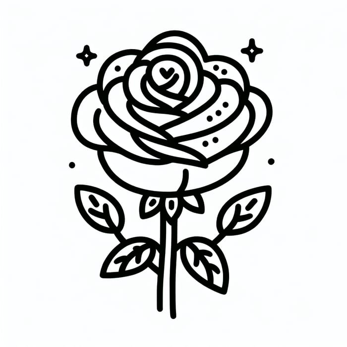 Simple Rose Coloring Page for Kids | Easy & Elegant Design