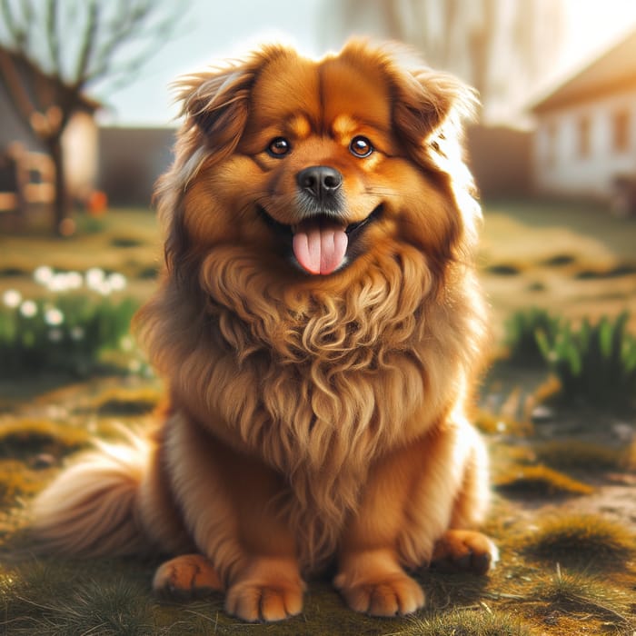 Fluffy Dog in a Serene Spring Setting