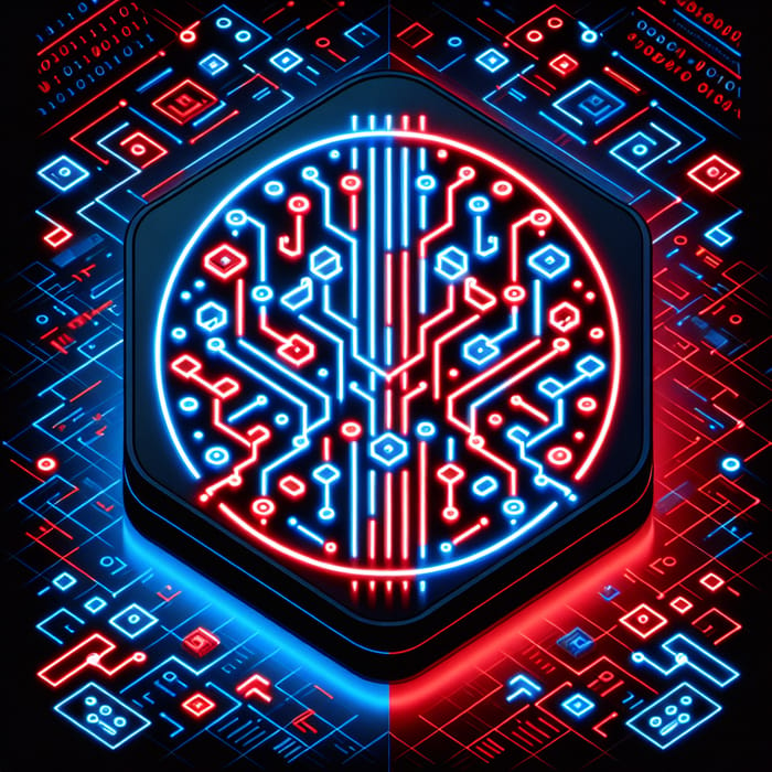 Neon Red & Blue Coding Icon Design